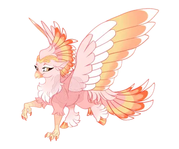 a drawing of a pink and yellow bird