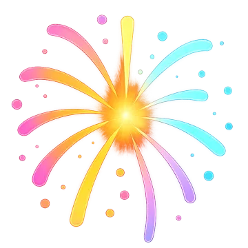 a colorful firework on a white background