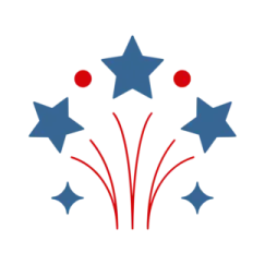 red, white and blue fireworks clipart