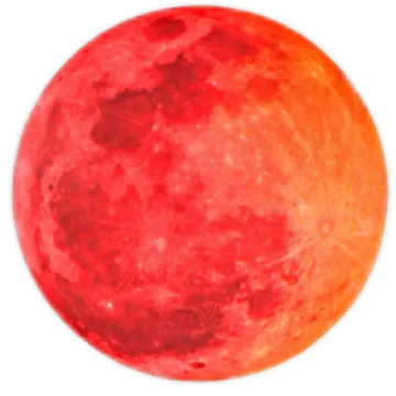 a red moon with a white background