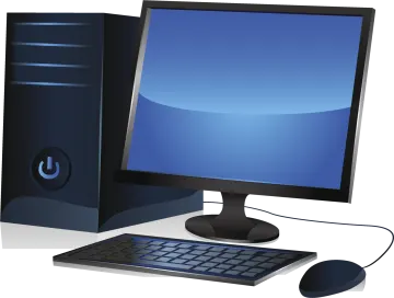a computer and mouse on a white background
