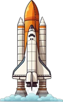 a cartoon rocket is flying in the sky