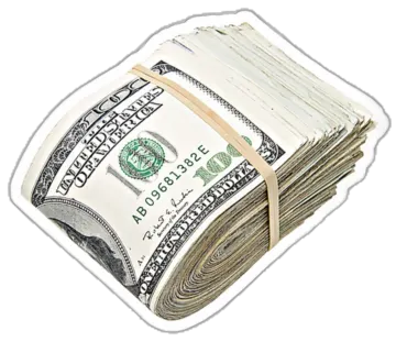 a stack of money on a white background