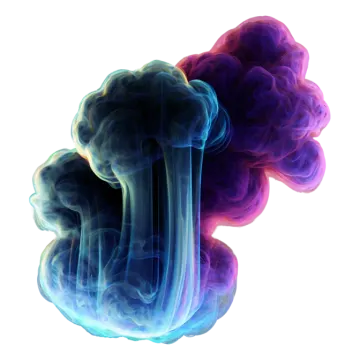 purple and blue smoke on white background