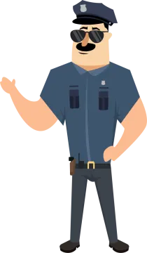 a police officer with his hands out