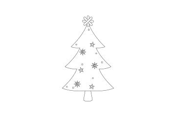 a black and white drawing of a christmas tree
