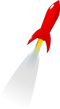 a red rocket flying through the air
