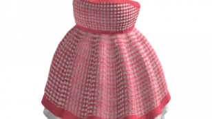 a red and white dress on a white background