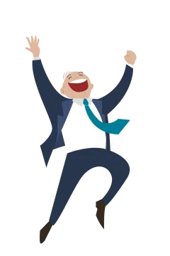 a man in a suit and tie jumping