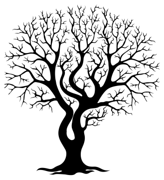 a black and white silhouette of a tree