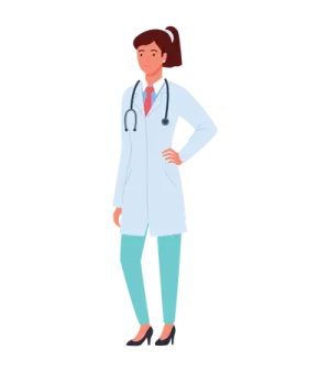 a female doctor standing with her hands on her hips