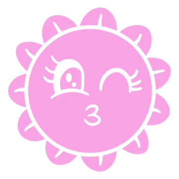 a pink sun with eyes closed