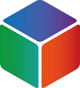 a colorful cube with a white background