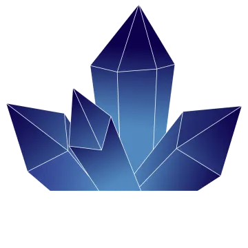 a blue and white logo of a leaf