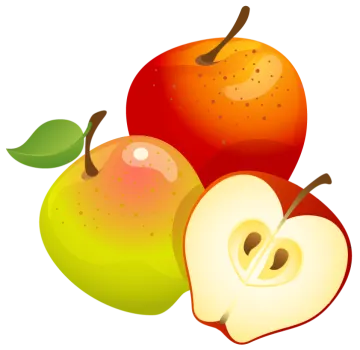 three apples and one apple cut in half