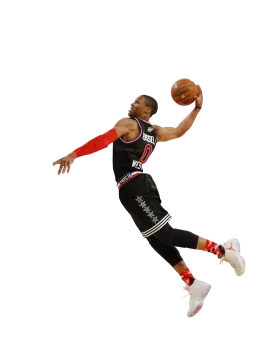 a basketball player is jumping in the air