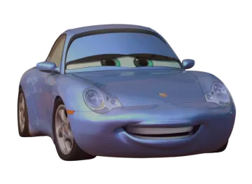 a blue car with a smiling face