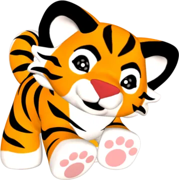 a cartoon tiger sitting on the ground