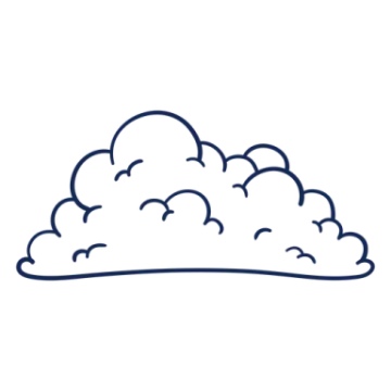 a drawing of clouds on a white background