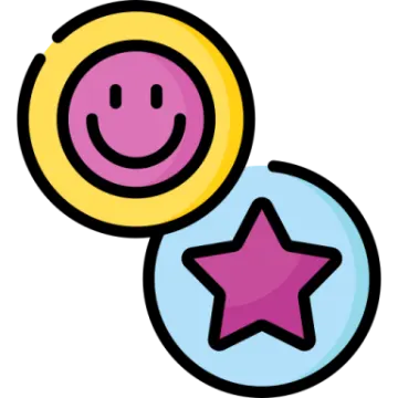 two stars and a smiley face