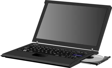 an open laptop computer with a black keyboard