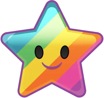 a colorful star with a smiling face