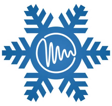 a snowfl logo with the letter m in the middle