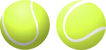 two tennis balls with a white background