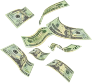 a pile of money falling from the sky