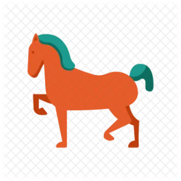 an orange horse with a green mane on its head