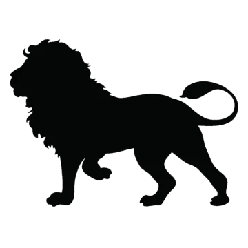 a black and white silhouette of a lion