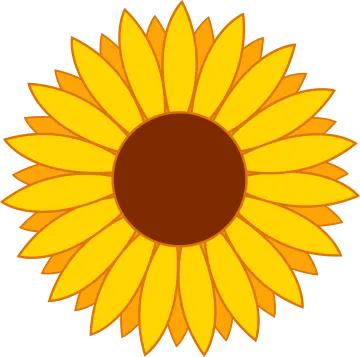 a yellow sunflower with brown center