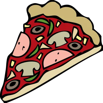 a slice of pizza on a white background