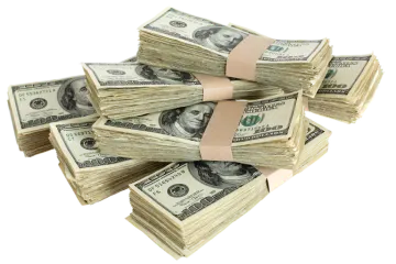 a pile of money on a white background