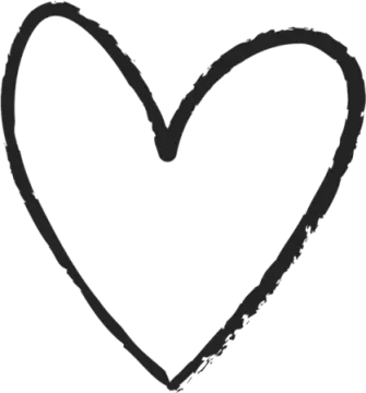 a heart drawn in black on a white background