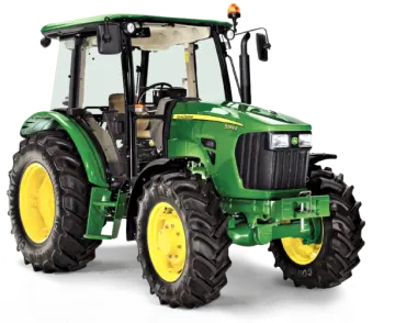 a green tractor on a white background