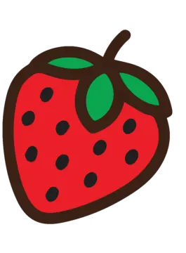 a strawberry with black dots on it