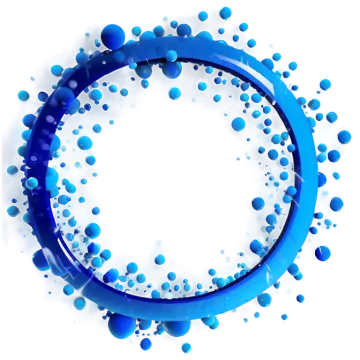 a circle of blue bubbles on a white background