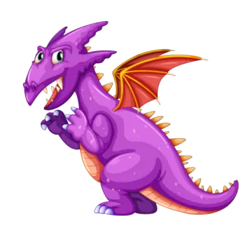 a purple dragon with orange and yellow wings