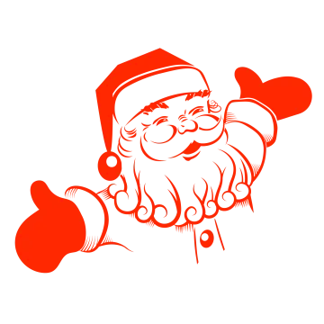 a black and white drawing of santa claus