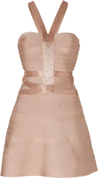 a photo of a dress in nude colored fabric