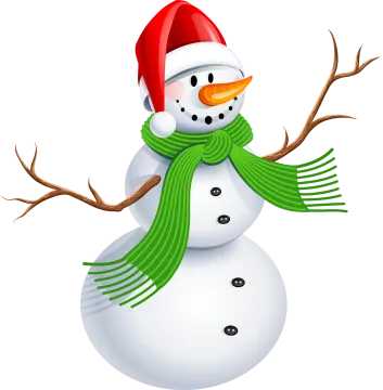 a snowman wearing a santa hat and scarf