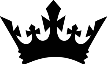 a black and white silhouette of a crown