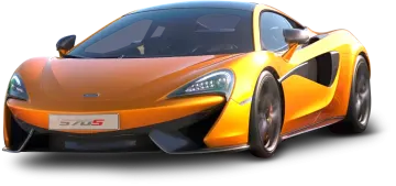 an orange sports car on a white background