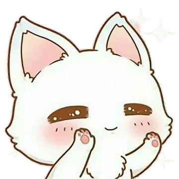 a drawing of a white cat with brown eyes