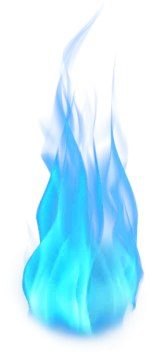 a blue flame on a white background