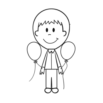 a drawing of a boy with balloons
