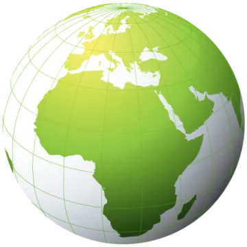 a green globe with a white background