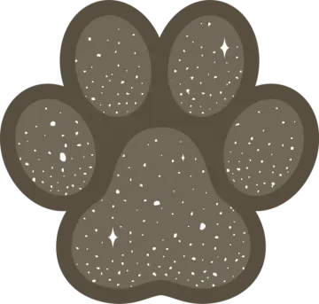 a brown dog paw with white spots