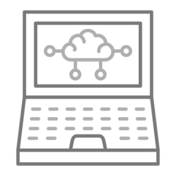 a laptop with a cloud on the screen
